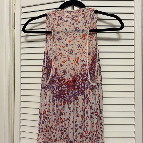 Poupette St. Barth White/Purple/Red Stars & Moons Print Tiered Dress Medium - Picture 5 of 6